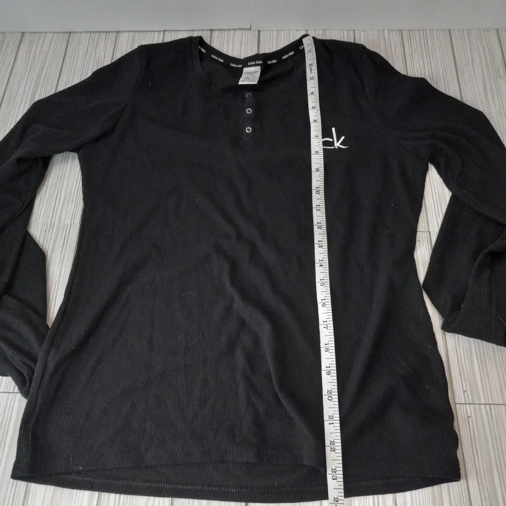 Calvin Klein CK Ribbed Henley Long Sleeve Sleep Shirt